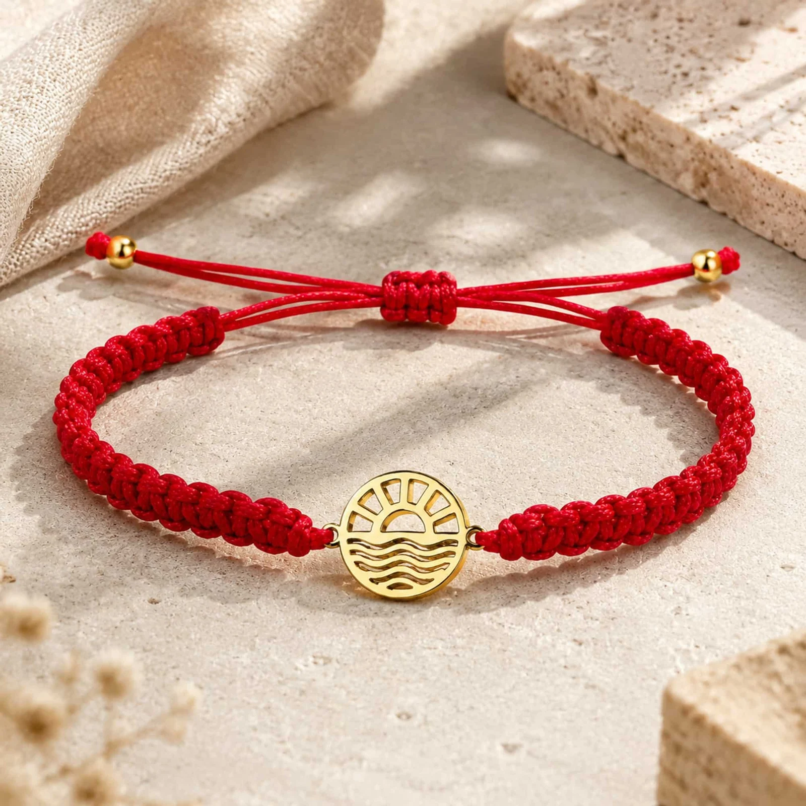 PULSERA HILO DESTINO  CON AMANECER ACERO DORADO
