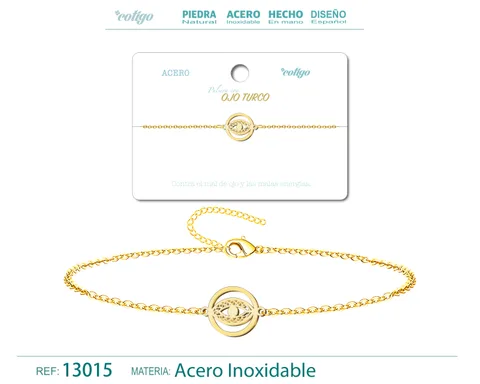 PULSERA OJO TURCOACERO DORADO