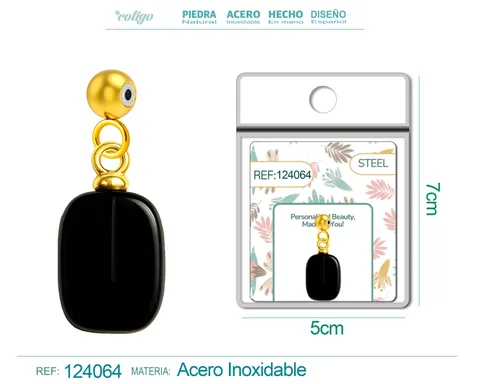 CHARM ACERO DORADO CHAPADO ORO 14 K-CON BOLA DE GOMA