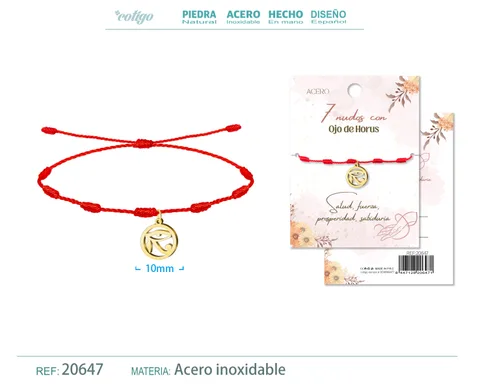 PULSERA 7 NUDOS CON OJO DE HORUS COLOR DORADO