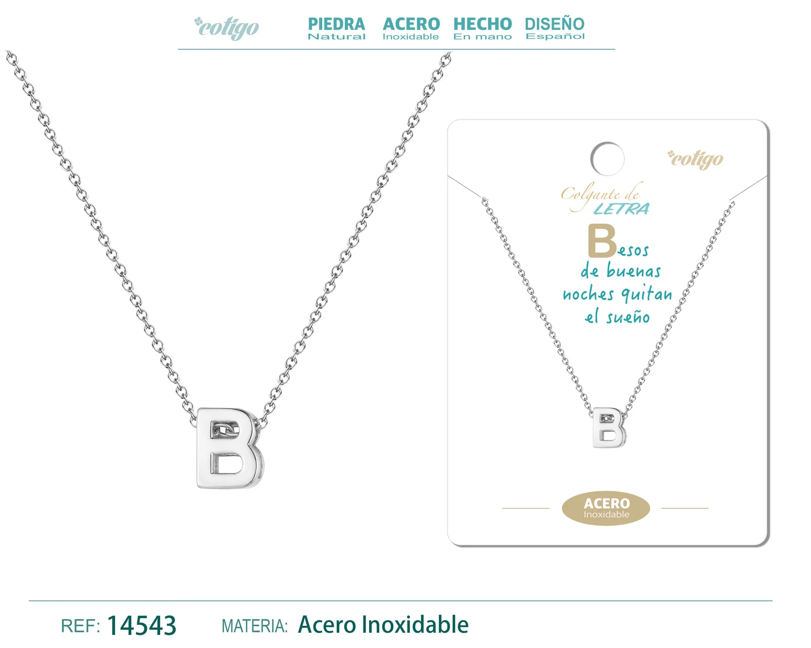 COLLAR LETRA B COLOR PLATEADO