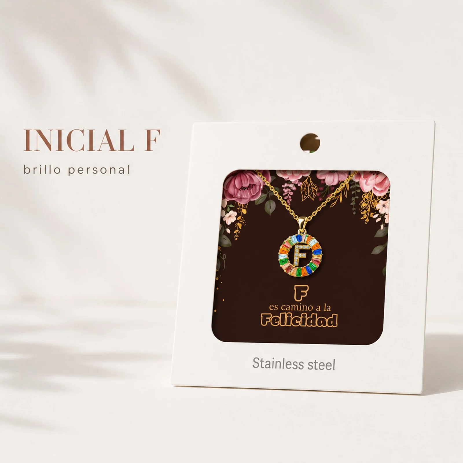 COLGANTE LETRA F CHAPADO ORO 14K CON CIRCONITA