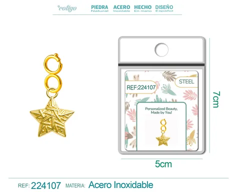 CHARM ACERO DORADO CHAPADO ORO 14 K-CON CIERRE