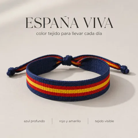PULSERA ESPAÑA TEJIDO-AZUL