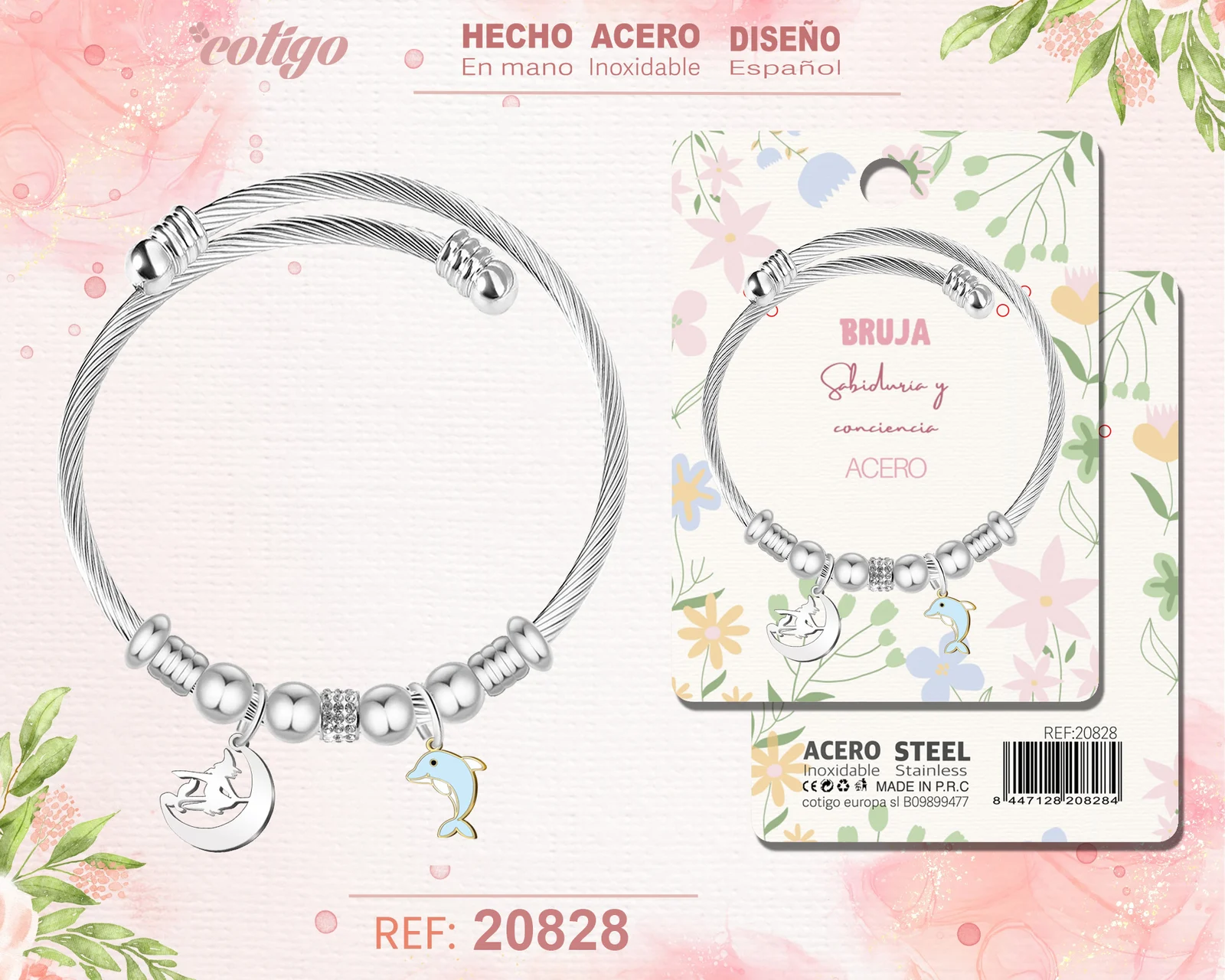BRAZALETE ACERO CON: BRUJA