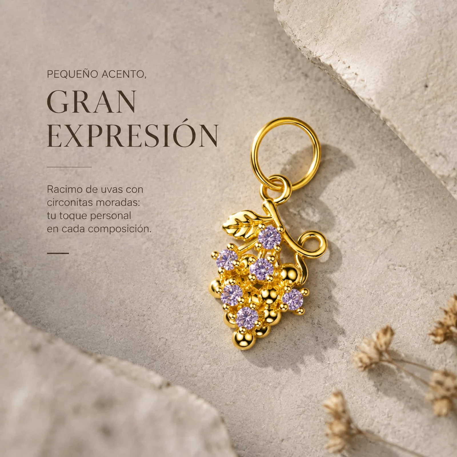 CHARM DE COBRE CHAPADO ORO 14K CON CIRCONITA