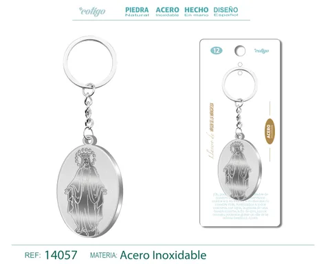 LLAVERO VIRGEN DE LA MILAGROSA ACERO INOXIDABLE