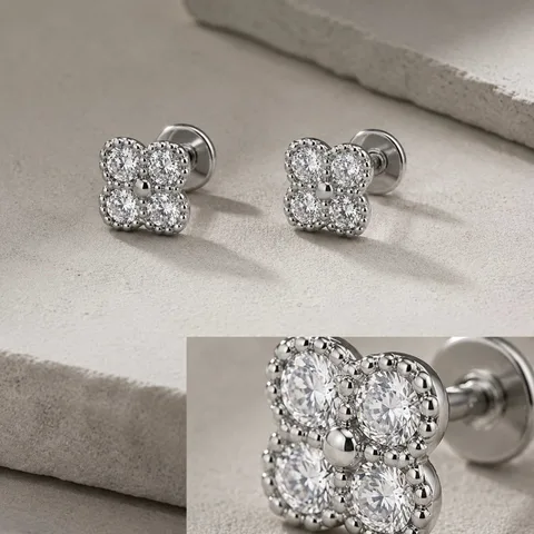 Pendiente-Piercing Bañado Oro 18K y con Circonita
