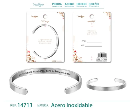 BRAZALETE ACERO CON MENSAJE ESPAÑOL
