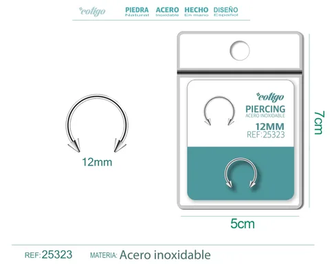 PIRERCING ACERO ANTIALERGICO COLOR PLATEADO