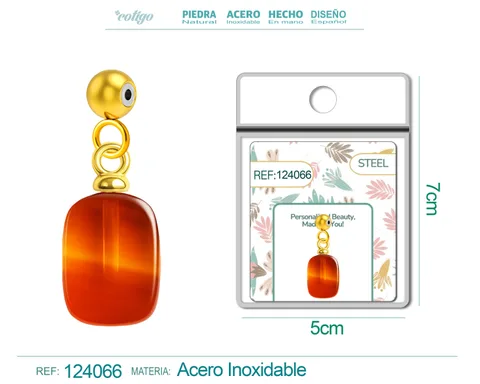 CHARM ACERO DORADO CHAPADO ORO 14 K-CON BOLA DE GOMA