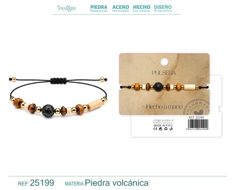 PULSERA PIEDRA VOLCANICA HECHO A MANO