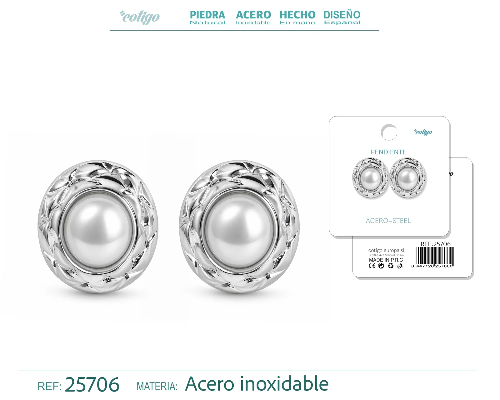 Pendiente Acero Inoxidable color Plateado