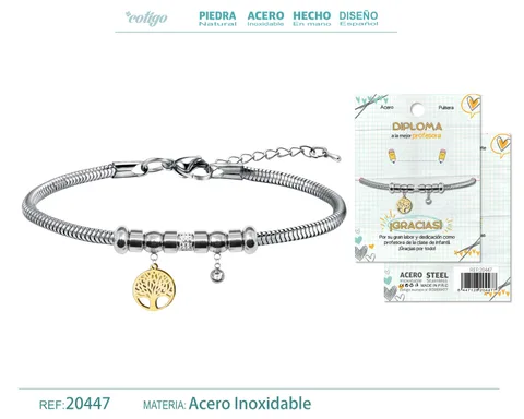 PULSERA DE DIPLOMA ACERO PARA MEJOR PROFESORA
