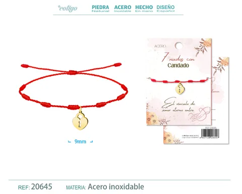 PULSERA 7 NUDOS CON CANDADO COLOR DORADO