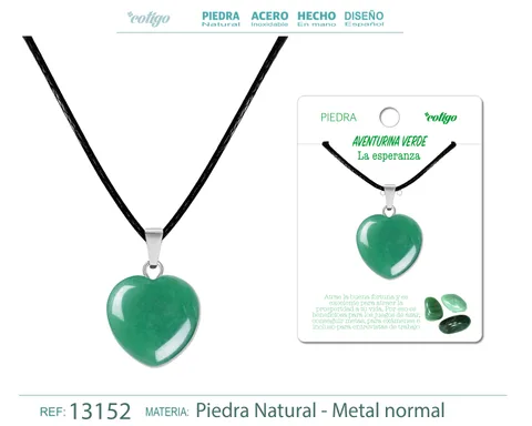 COLGANTE CORAZÓN DE PIEDRA AVENTURINA VERDE