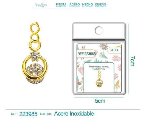 CHARM DE COBRE CHAPADO A ORO 14K CON CIRCONITA-CON CIERRE