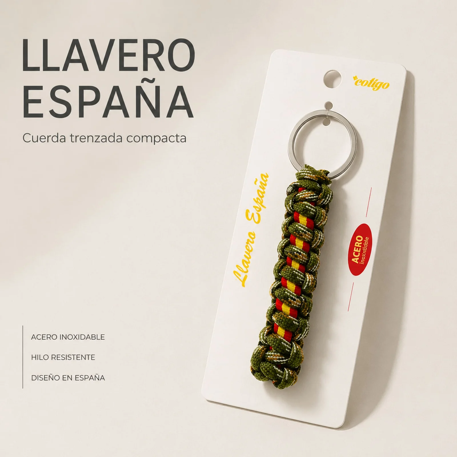 LLAVERO CUERDA CON ARO ACERO