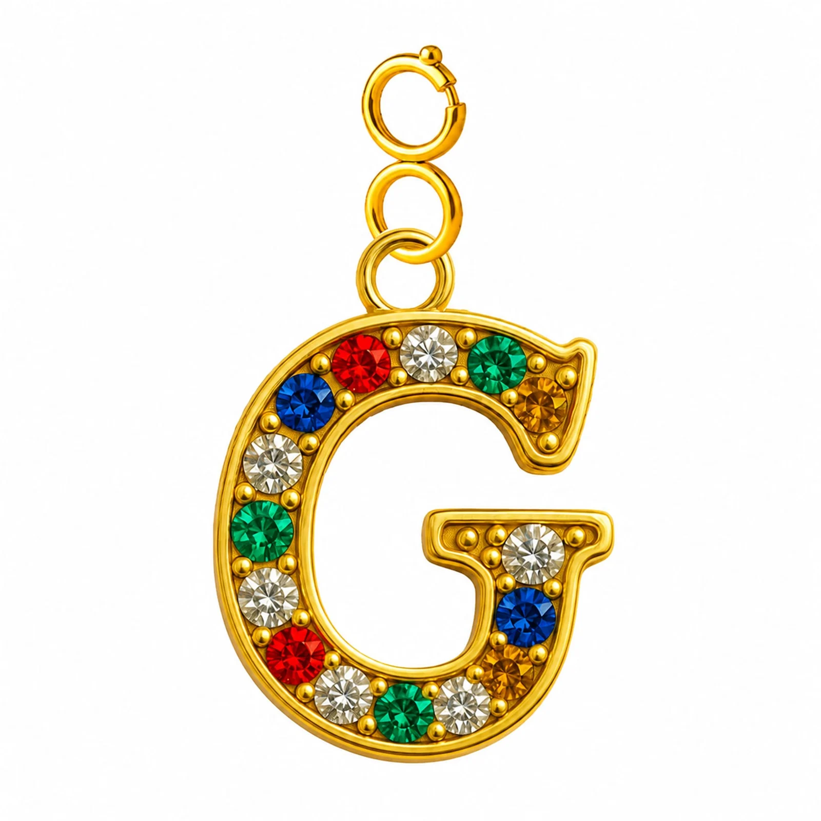 CHARM DE LETRA G ACERO COLOR DORADO CON CIRCONITA-CON CIERRE