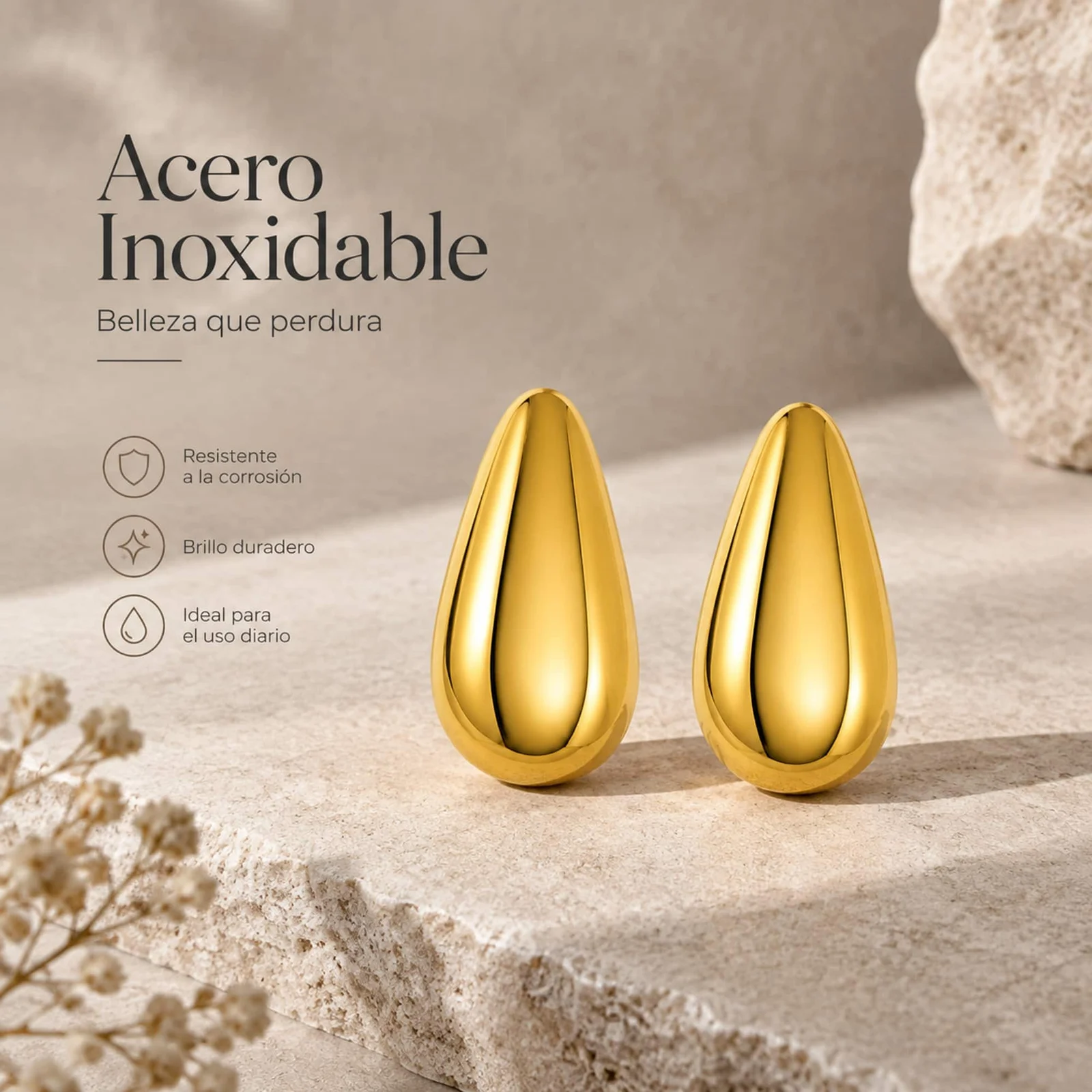 Pendiente Acero Inoxidable color Dorado