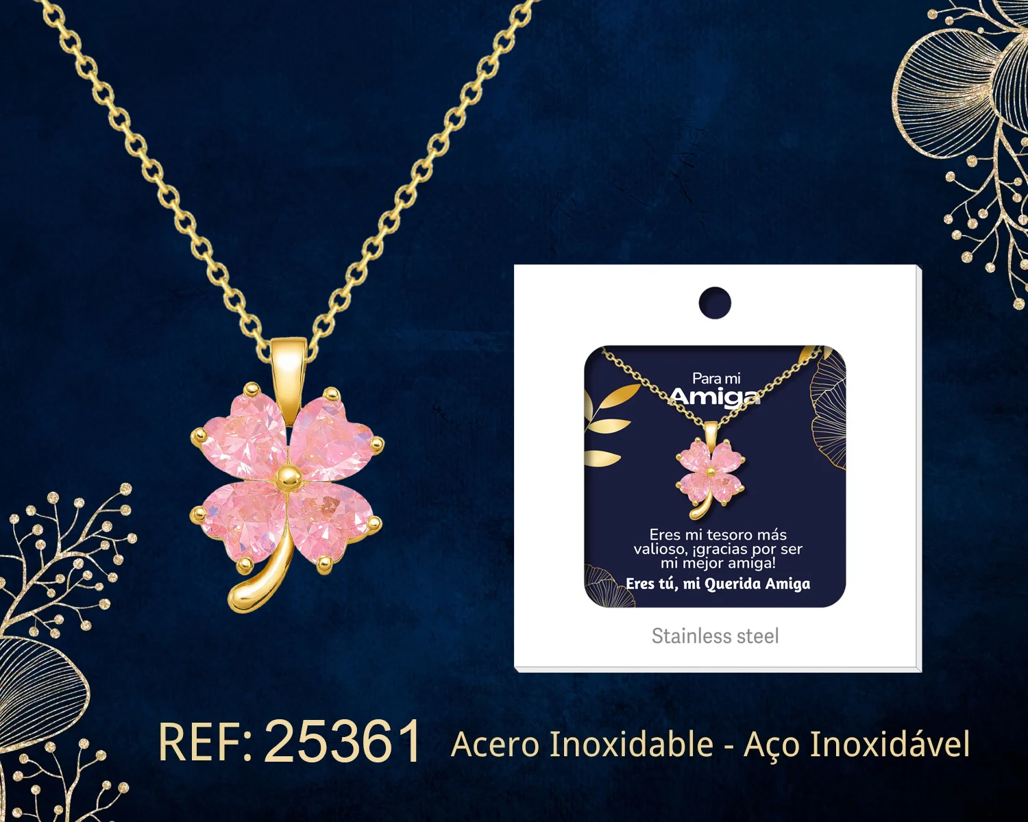 COLLAR ACERO CON CIRCONITA PARA REGALAR A  AMIGA