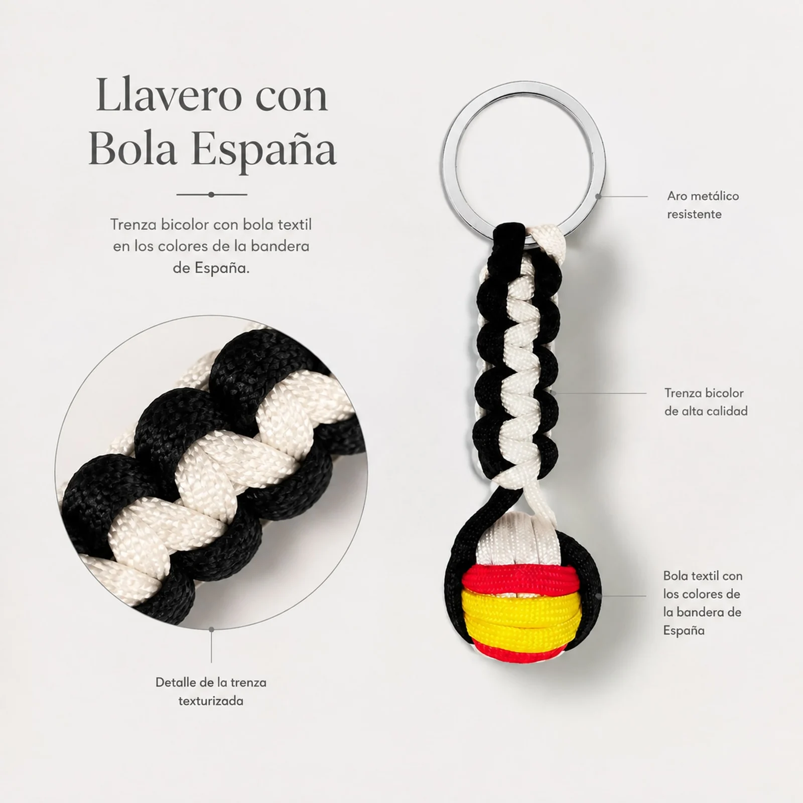 LLAVERO BOLA DE CUERDA CON ARO ACERO