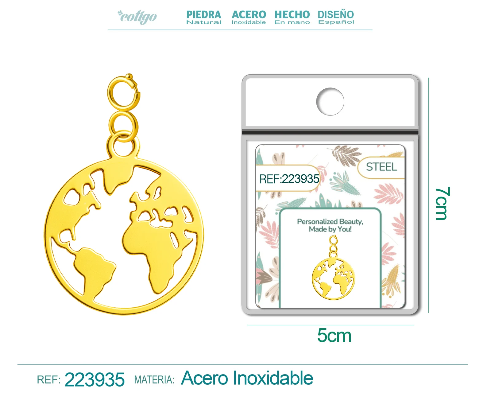 CHARM ACERO INOXIDABLE COLOR DORADO -CON CIERRE