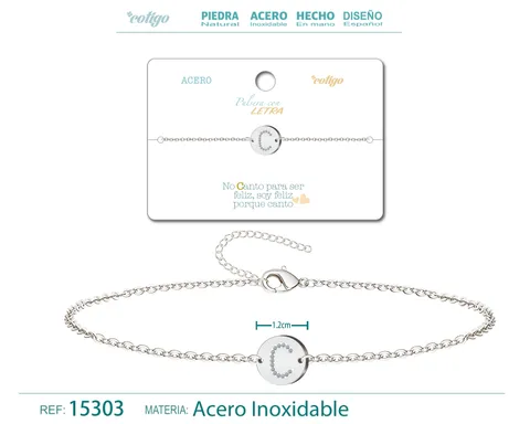 PULSERA LETRA C COLOR PLATEADO