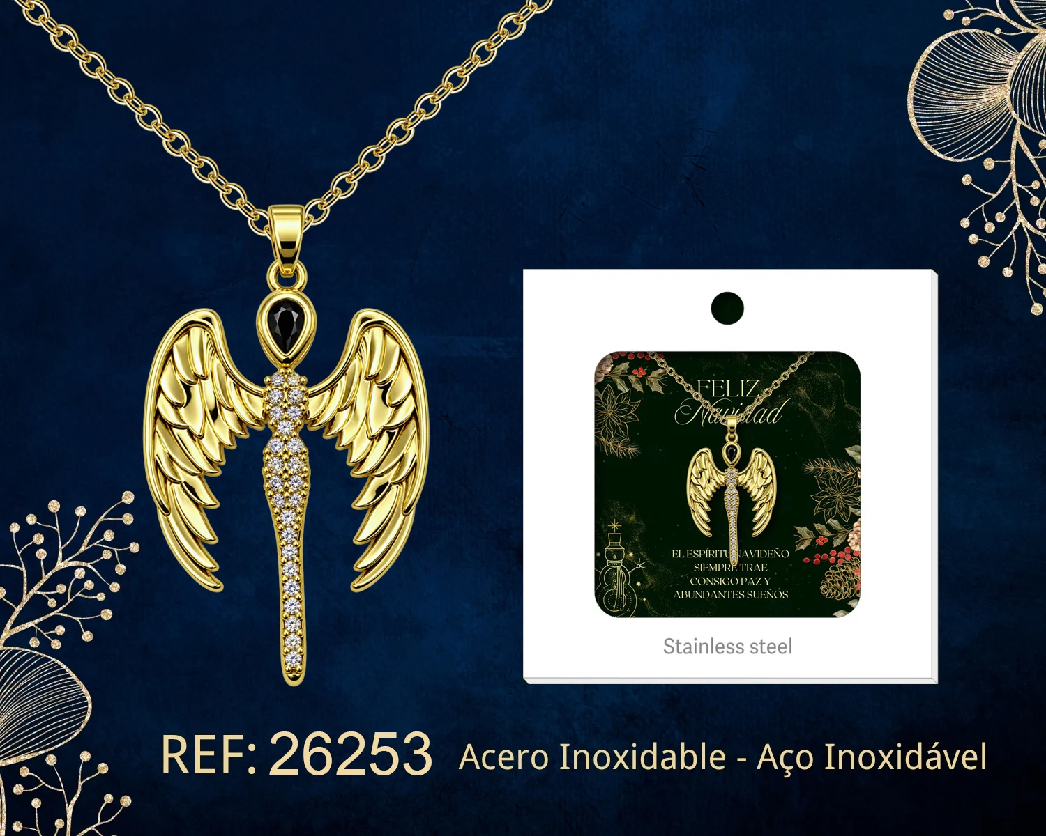 COLGANTE CHAPADO ORO 14K CON CIRCONITA PARA NAVIDAD