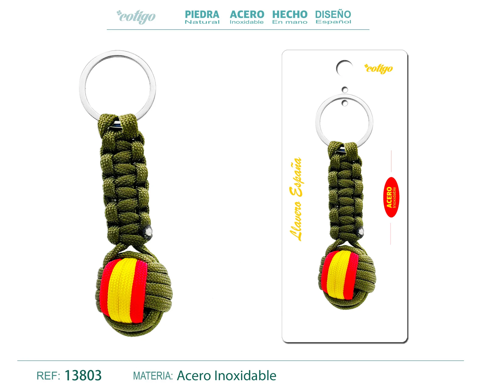 LLAVERO BOLA DE CUERDA CON ARO ACERO