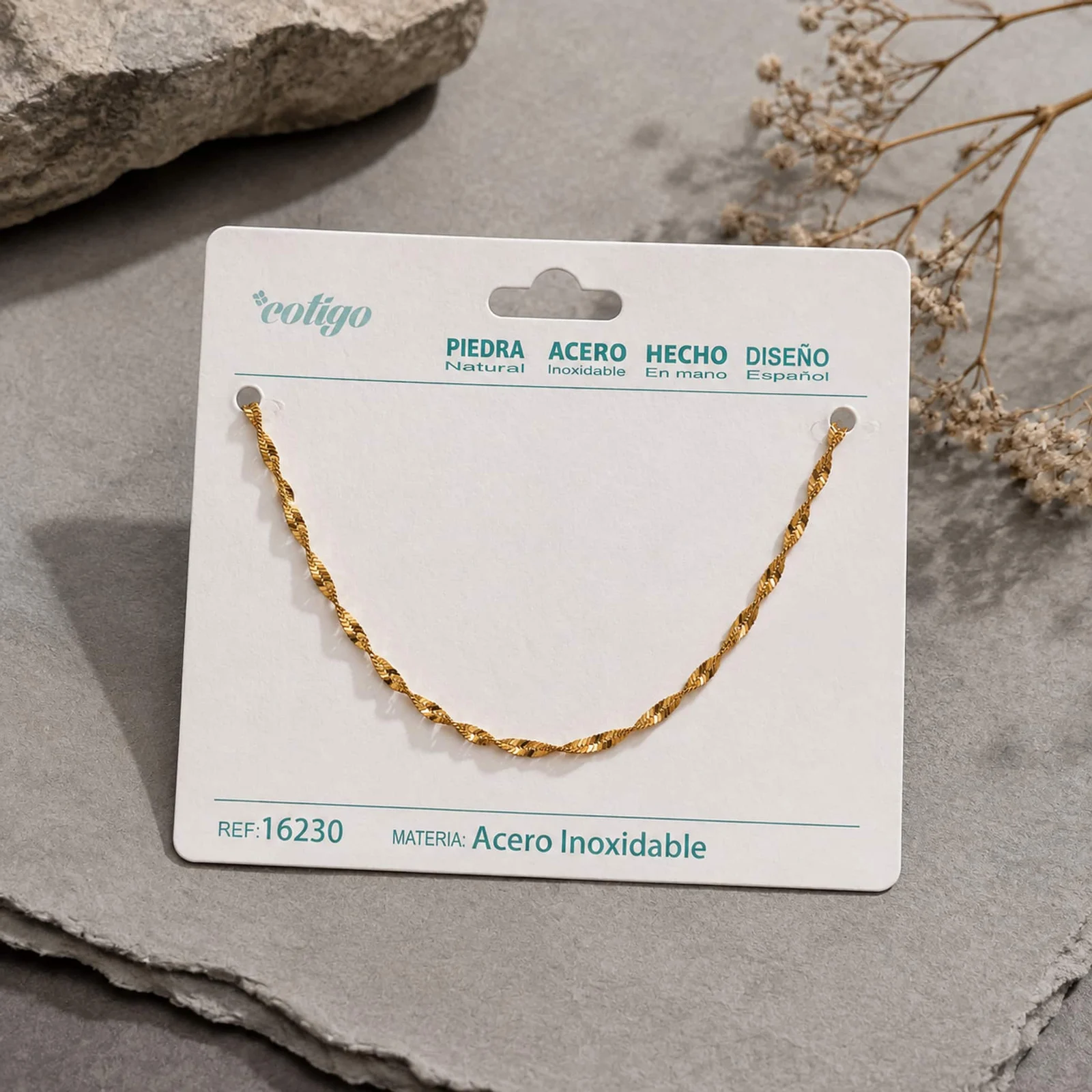 COLLAR DE CADENA ACERO DORADO