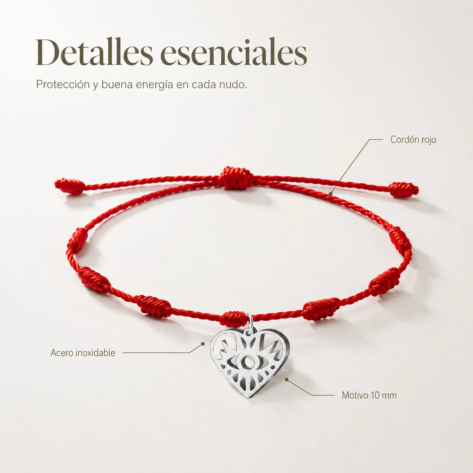 PULSERA 7 NUDOS CON OJO TURCO COLOR PLATEADO