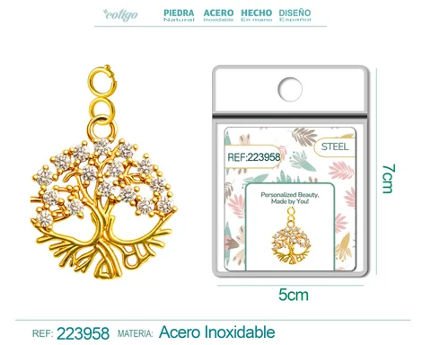 CHARM DE COBRE CHAPADO A ORO 14K CON CIRCONITA-CON CIERRE