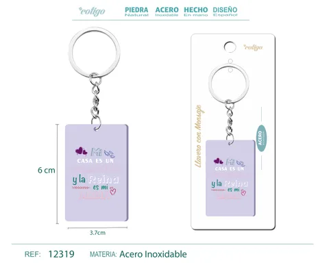 LLAVERO MENSAJE COLORES CON ACCESORIO ACERO