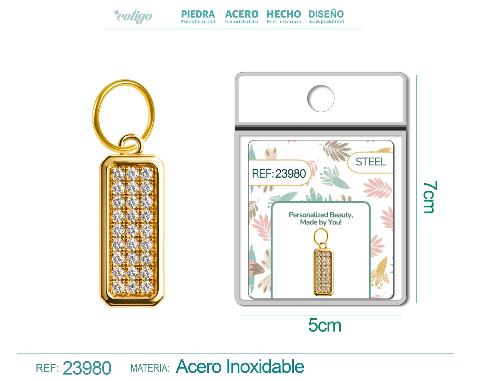 CHARM DE COBRE CHAPADO ORO 14K CON CIRCONITA