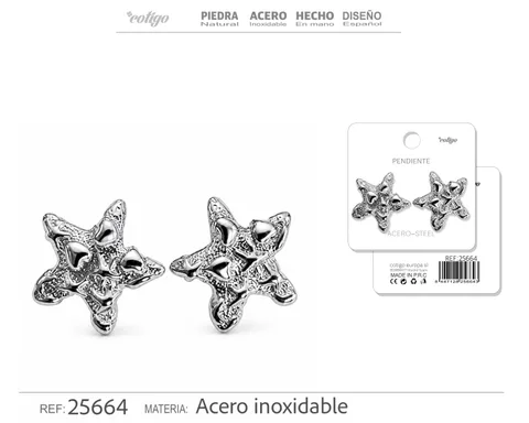 Pendiente Acero Inoxidable color Plateado