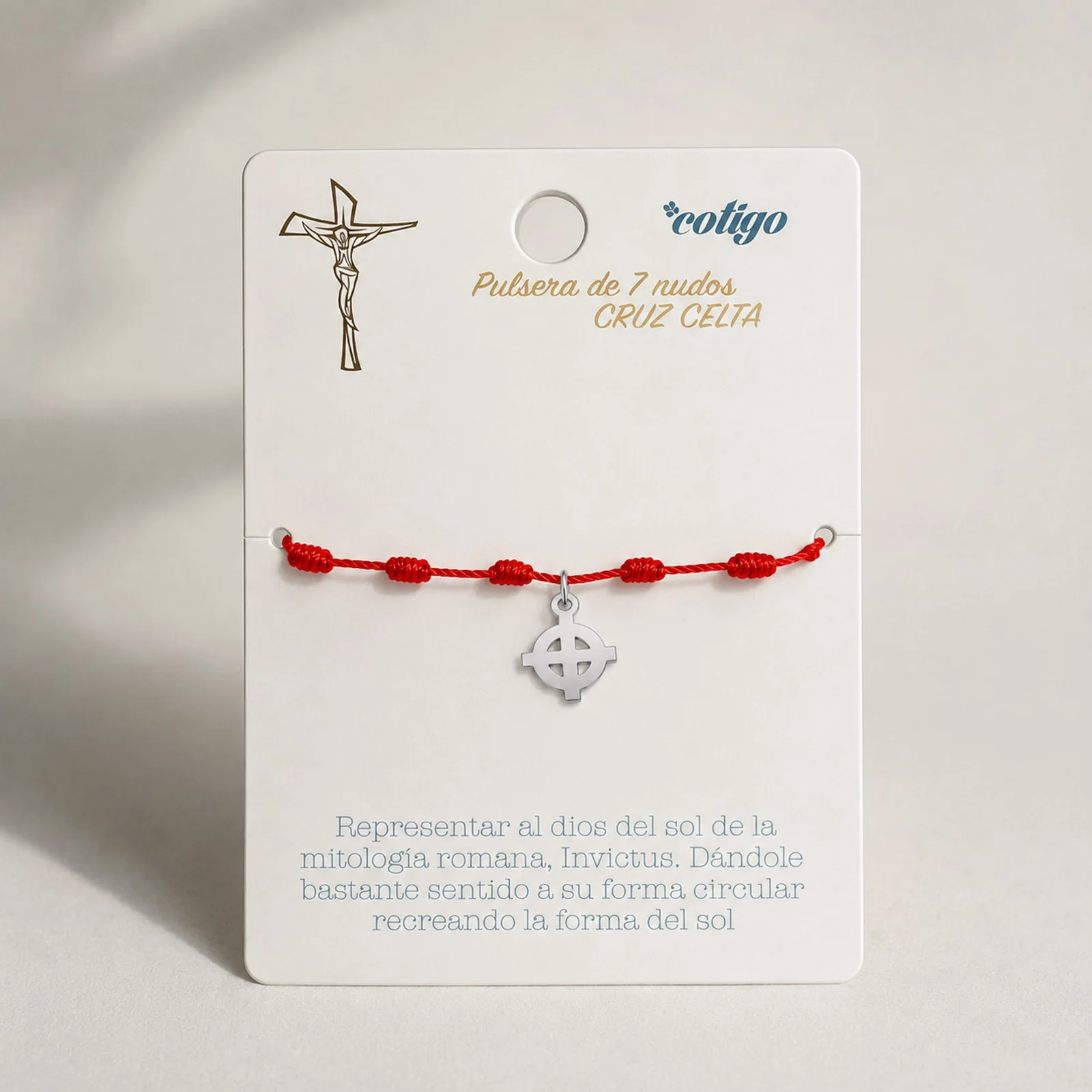 PULSERA 7 NUDOS CON CRUZ CELTA COLOR PLATEADO