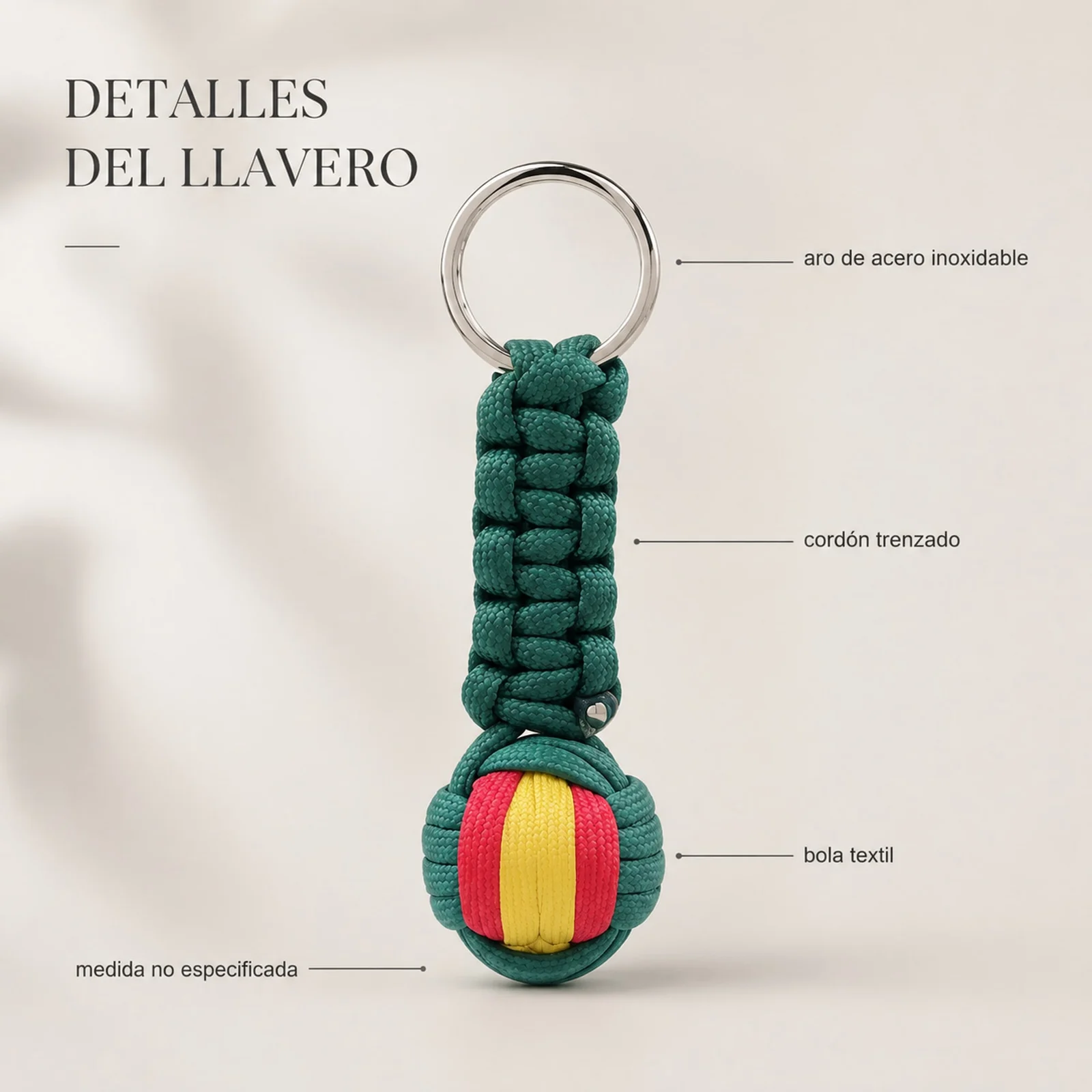 LLAVERO BOLA DE CUERDA CON ARO ACERO