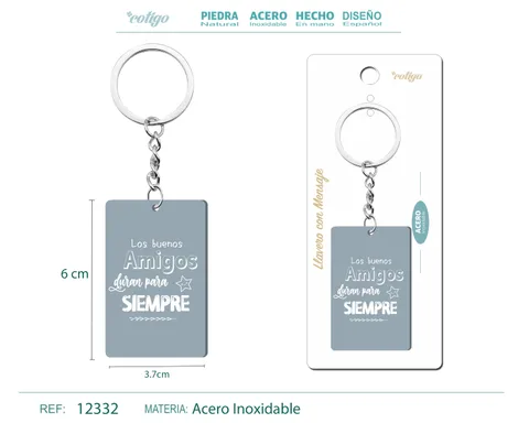 LLAVERO MENSAJE COLORES CON ACCESORIO ACERO