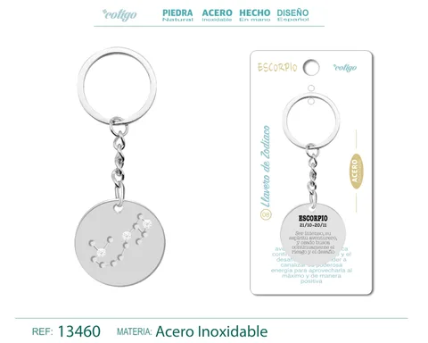LLAVERO ACERO CON ZODIACO ESCORPIO
