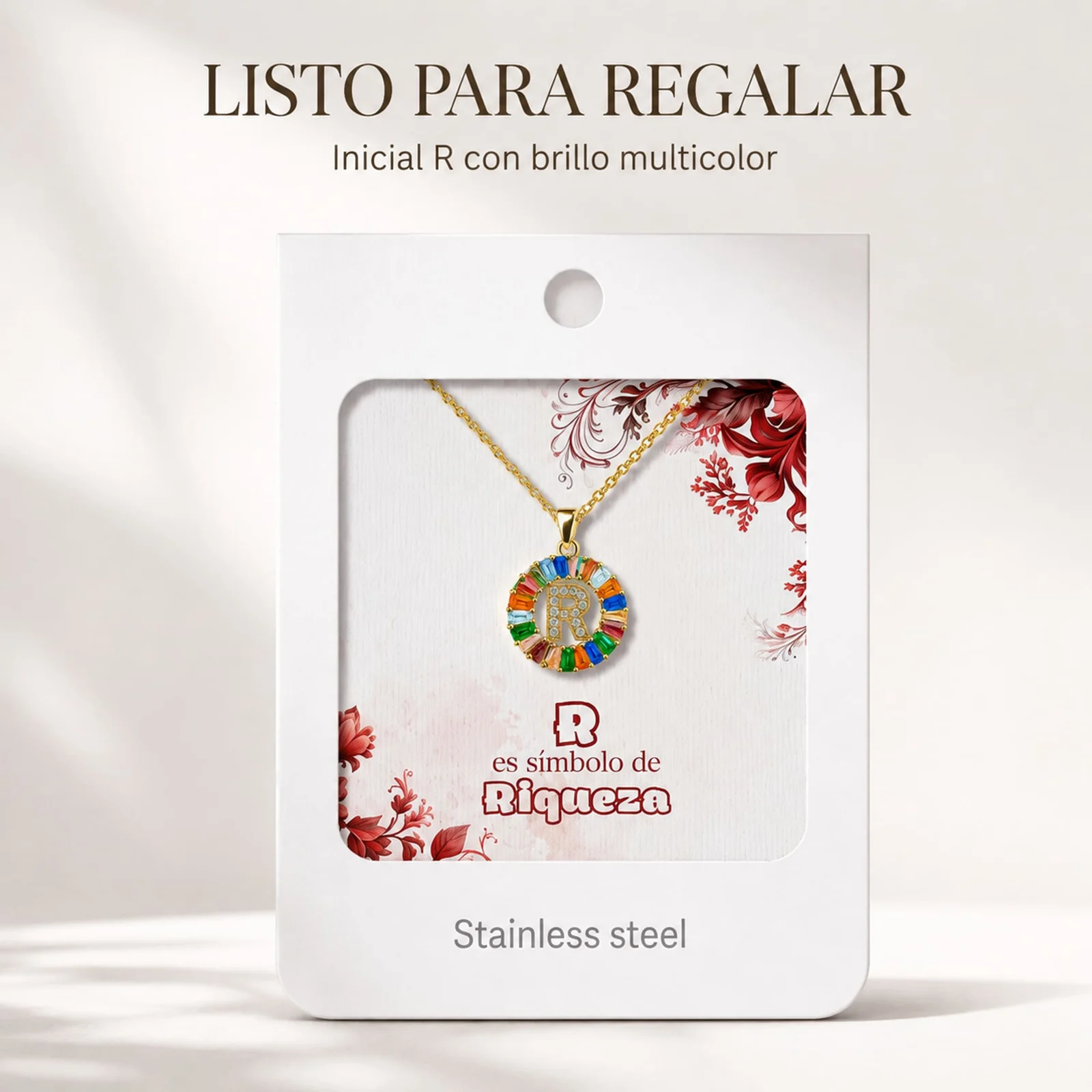 COLGANTE LETRA R CHAPADO ORO 14K CON CIRCONITA