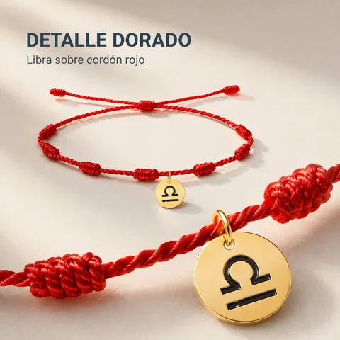 PULSERA 7 NUDOS CON LIBRA ACERO. COLOR DORADO