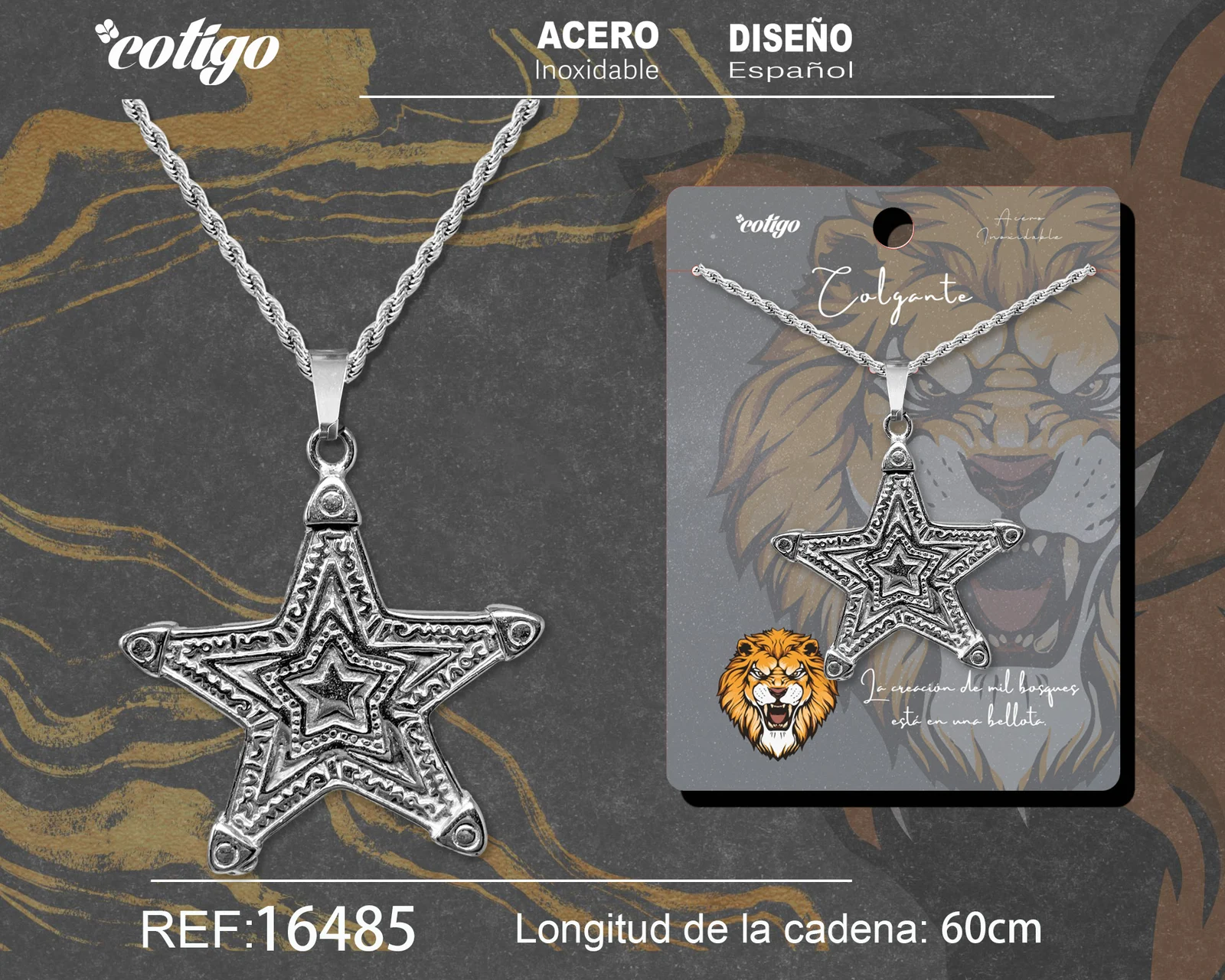COLGANE HOMBRE ACERO COLOR PLATEADO
