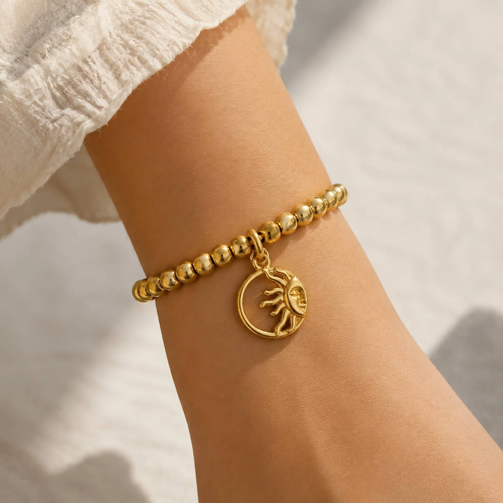 CHARM ACERO DORADO CHAPADO ORO 14 K