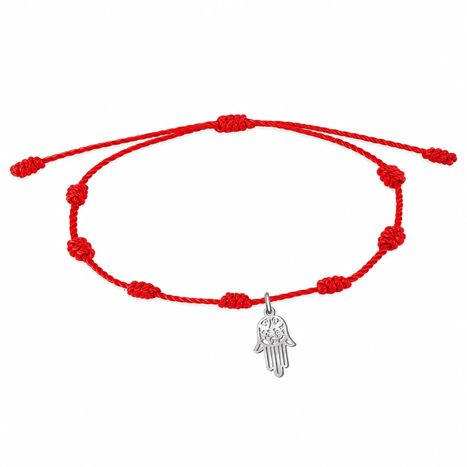 PULSERA 7 NUDOS CON MANO DE FÁTIMA ACERO PLATEADO