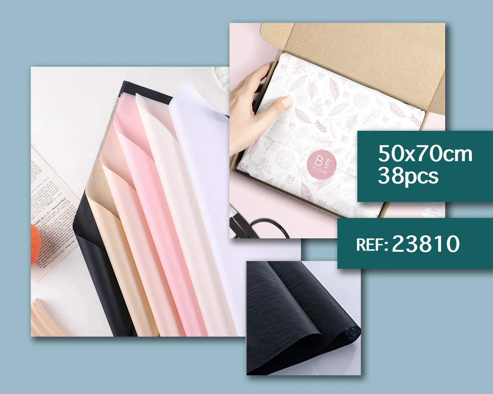PAPEL DE SEDA PARA EMPAQUETE 50X70CM-38PCS