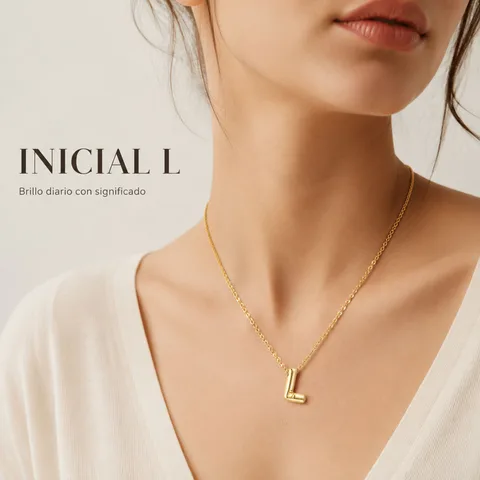 COLLAR INICIAL LETRA L ACERO CON SOBRE