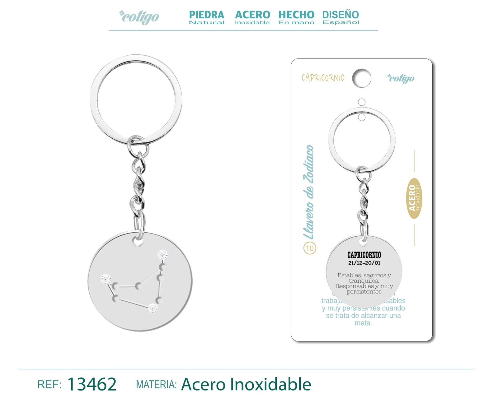 LLAVERO ACERO CON ZODIACO CAPRICORNIO