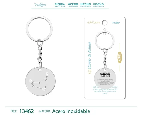 LLAVERO ACERO CON ZODIACO CAPRICORNIO