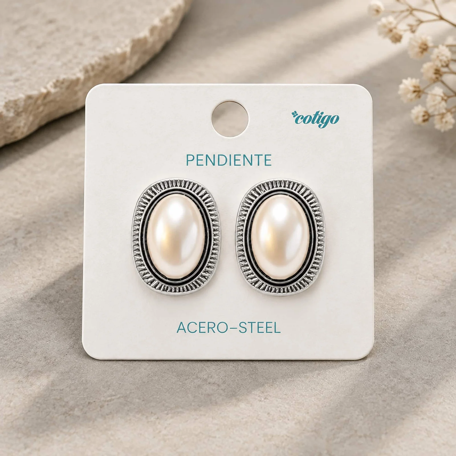 Pendiente Acero Inoxidable color Plateado